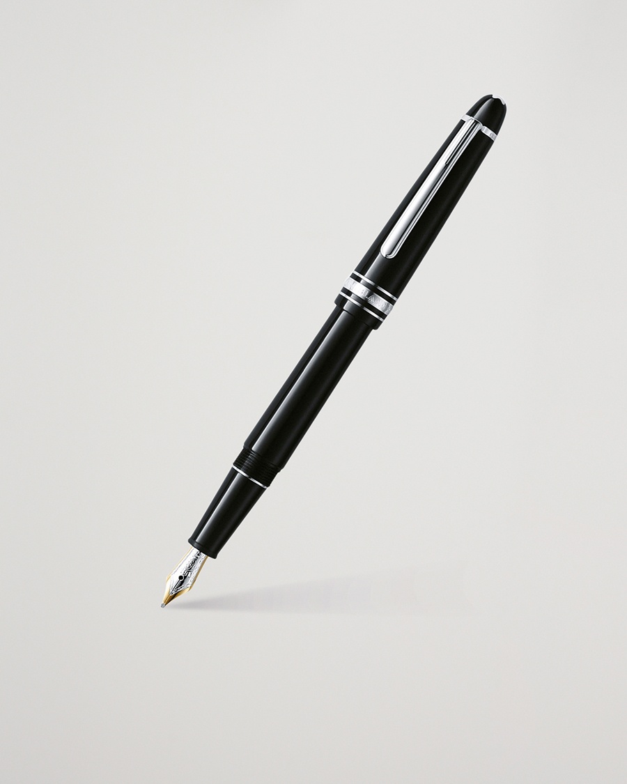 Montblanc 145 Classique Meisterstück F Fountain Pen Platinum Line – Negro