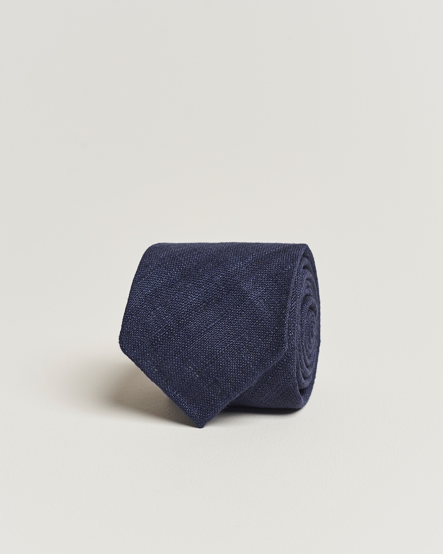 Drake's Drake'sSilk Tussah Handrolled TieNavy – Azul