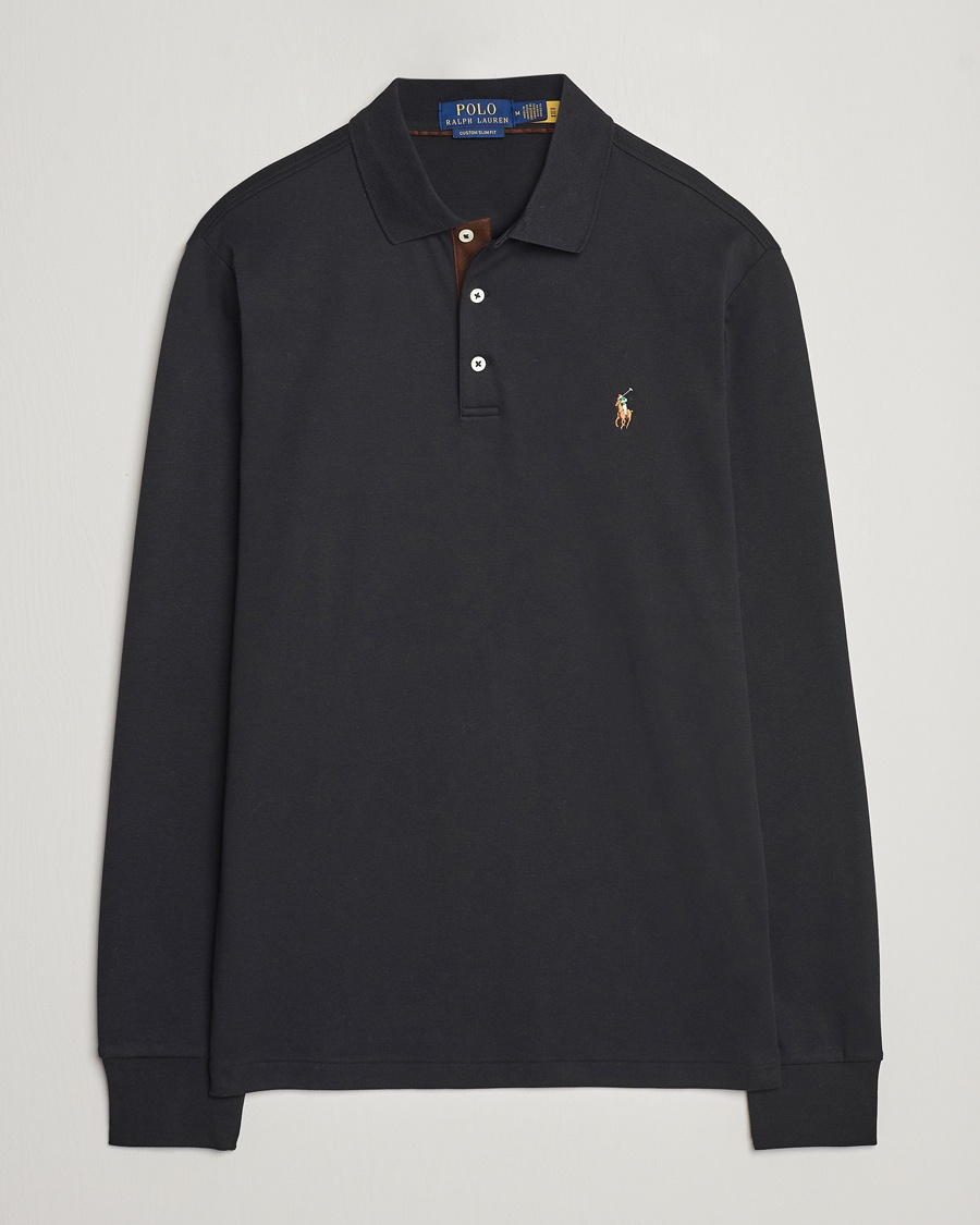 Polo Ralph Lauren Pima Cotton Custom Fit LS Polo Polo Black – Negro