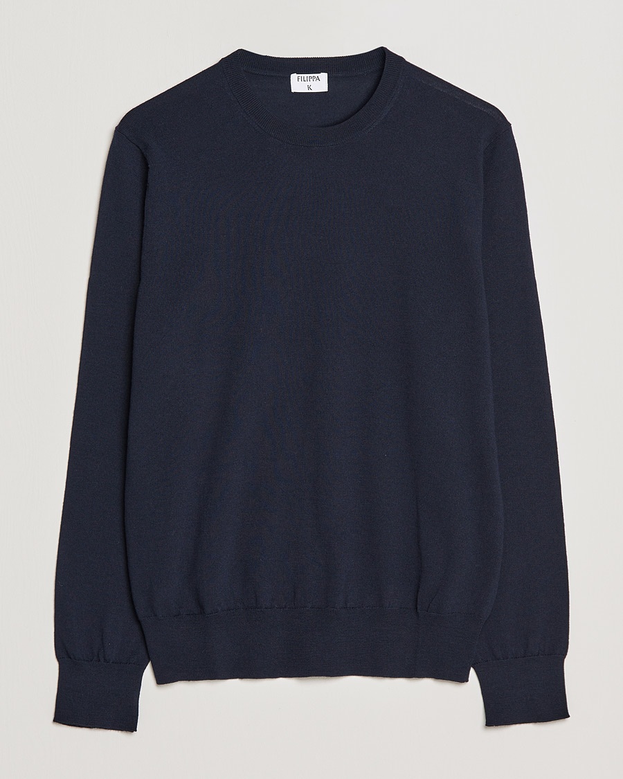 Filippa K Merino Round Neck Sweater Navy – Azul