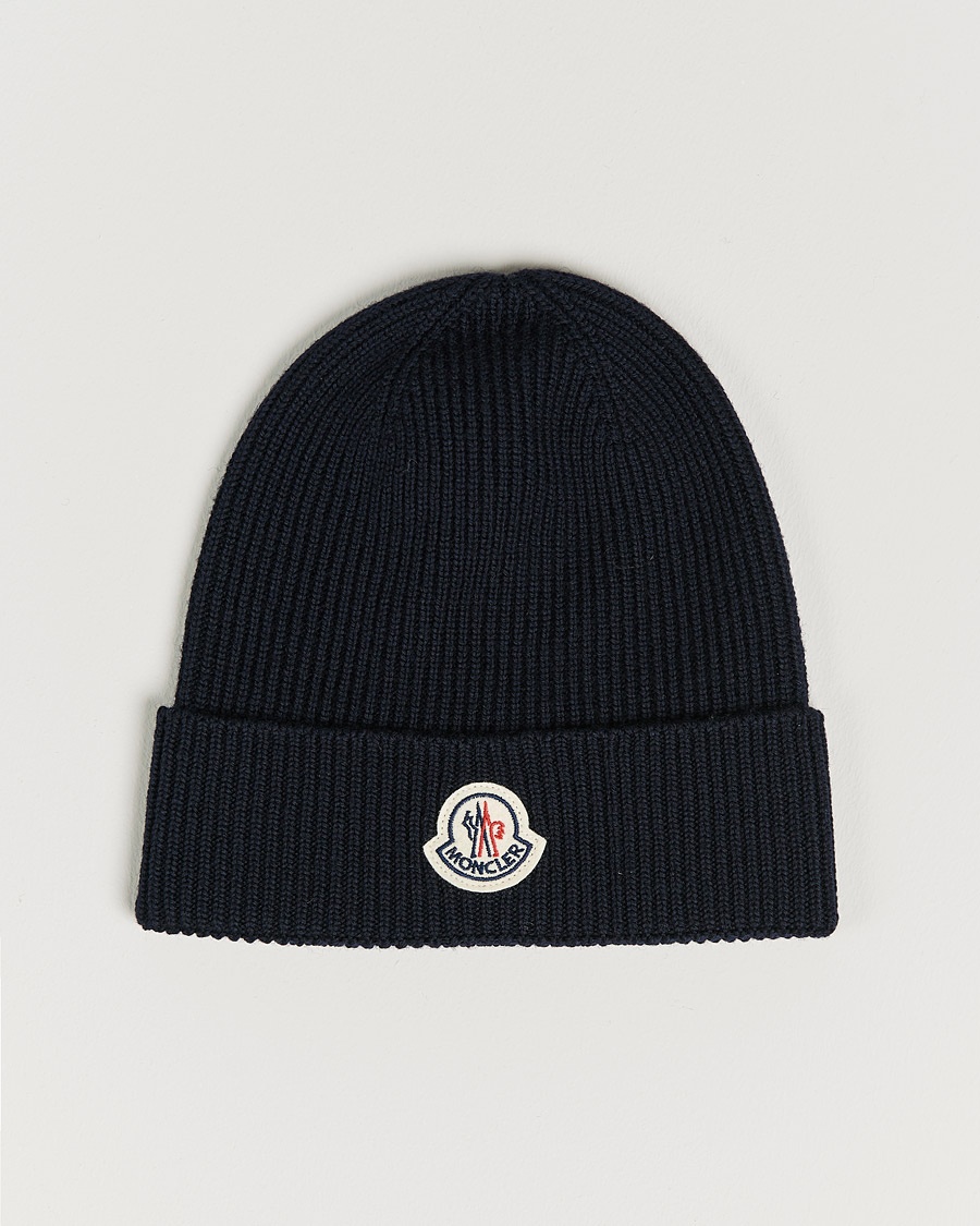 Moncler Rib Wool Beanie Navy – Azul