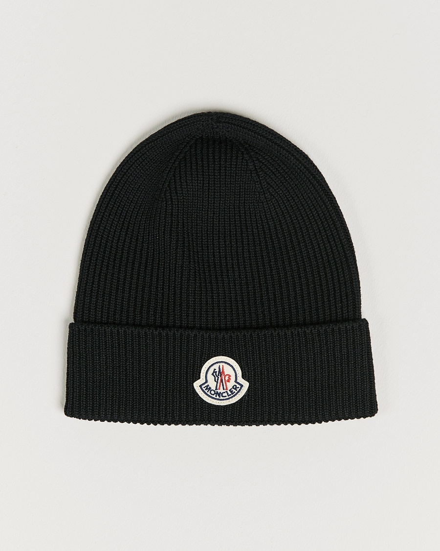 Moncler Rib Wool Beanie Black – Negro