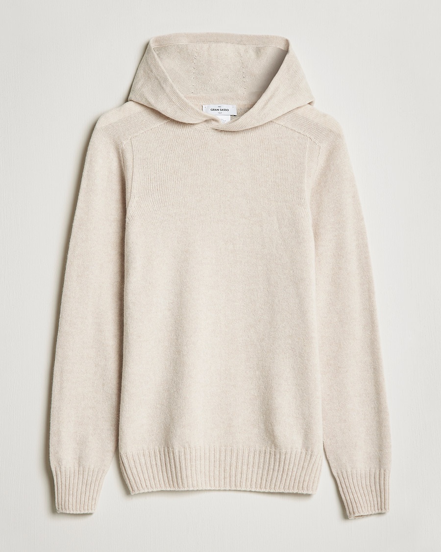Gran Sasso Wool Hoodie Cream – Blanco