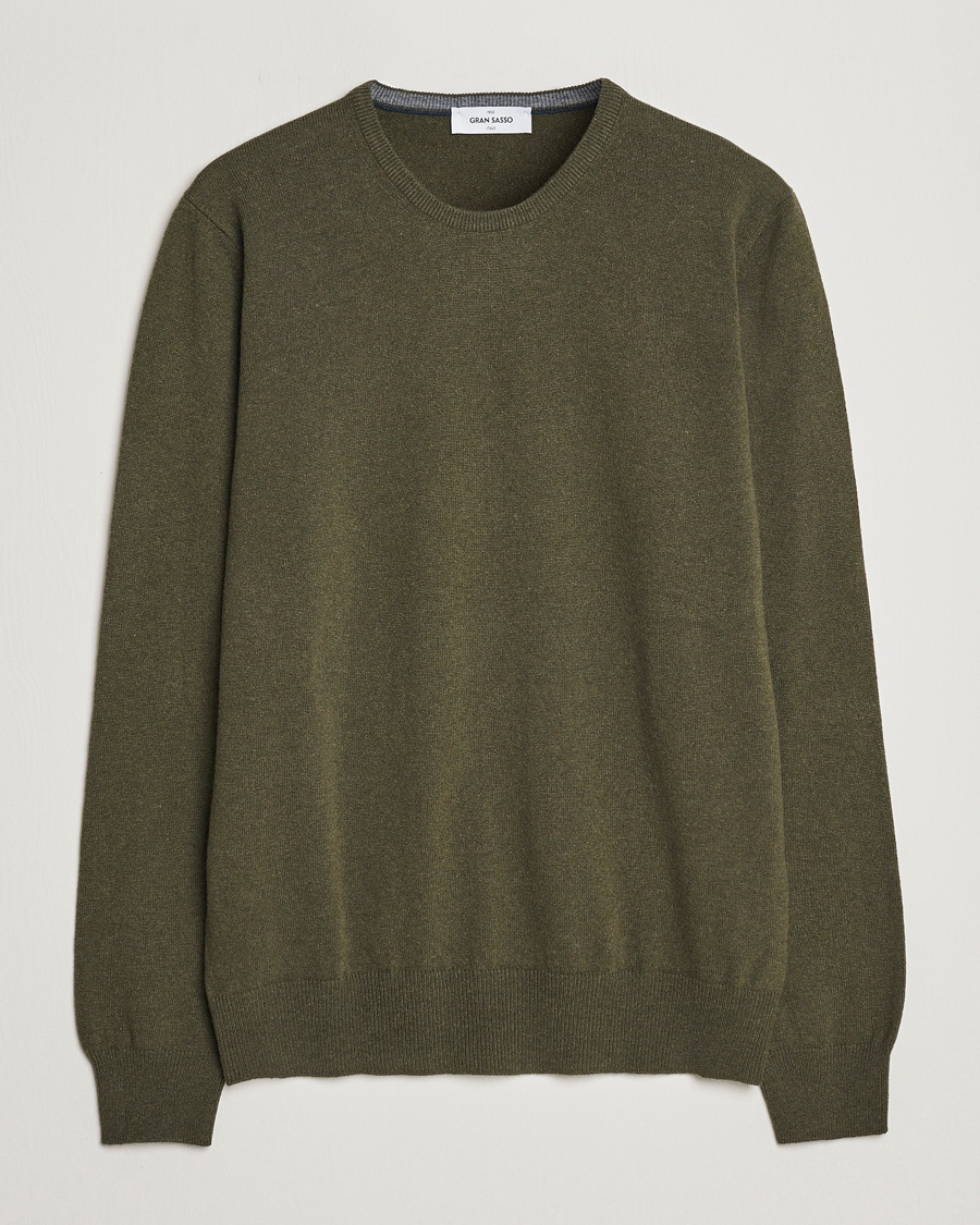 Gran Sasso Wool/Cashmere Crew Neck Olive Melange – Verde