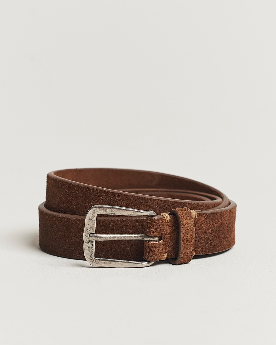 Massimo Alba Narrow Suede Belt Dark Brown – Marrón