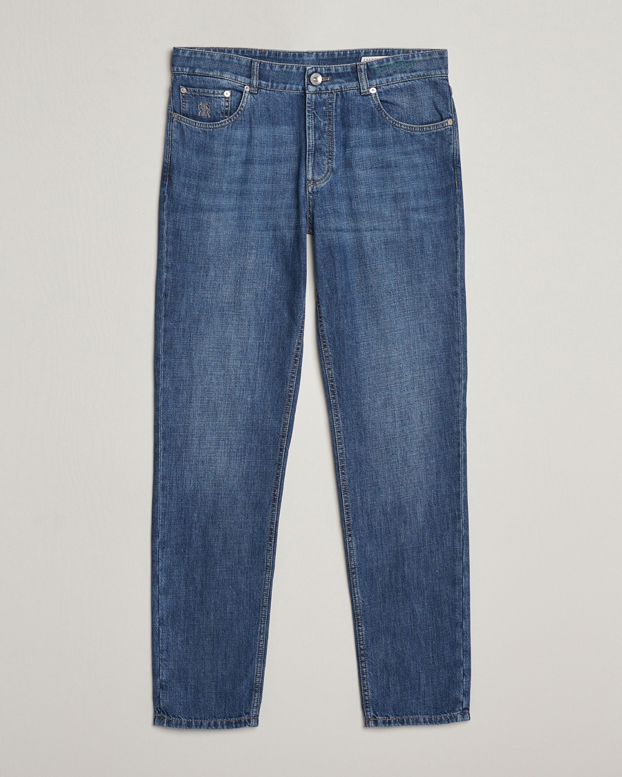 Brunello Cucinelli Traditional Fit Jeans Dark Blue Wash – Azul