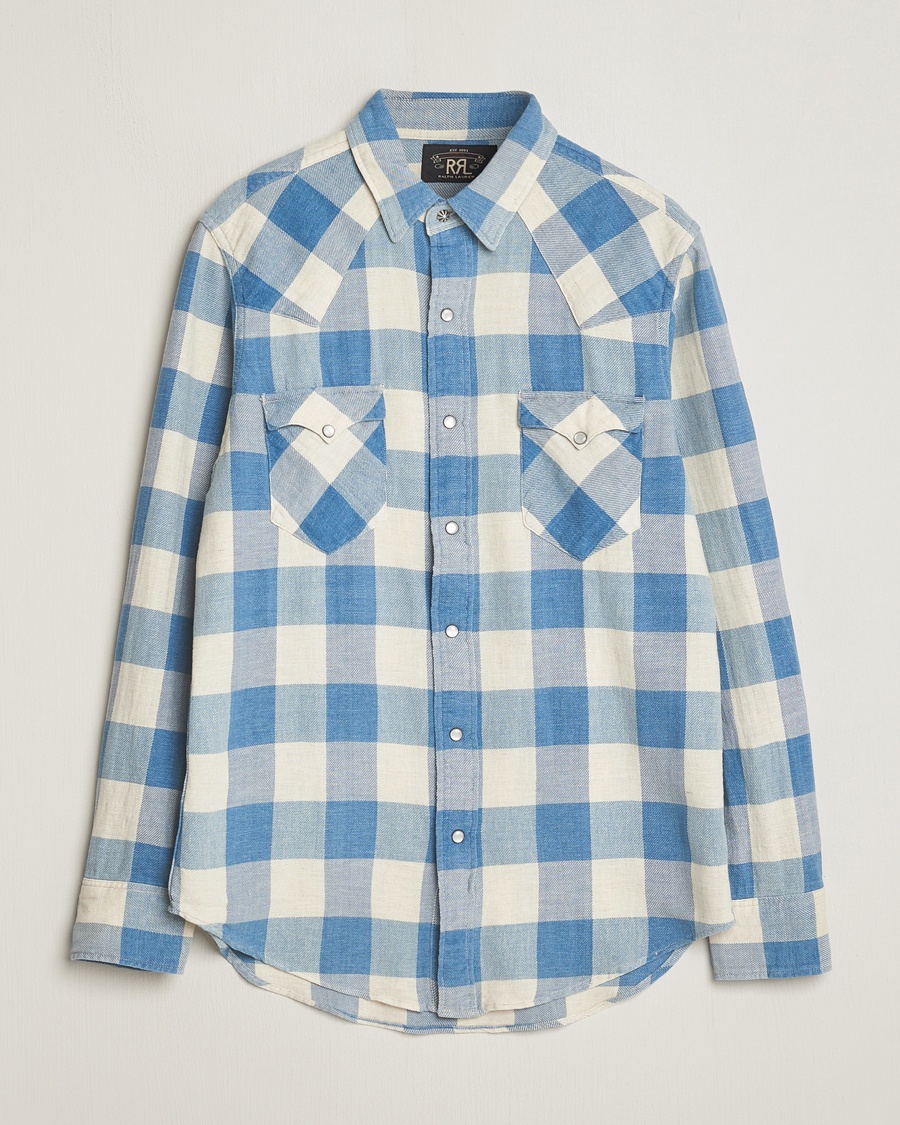RRL Buffalo Western Shirt Indigo/Cream Check – Azul