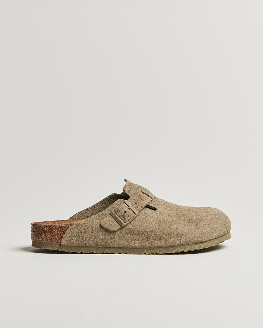 BIRKENSTOCK Boston Classic Footbed Faded Khaki Suede – Beige