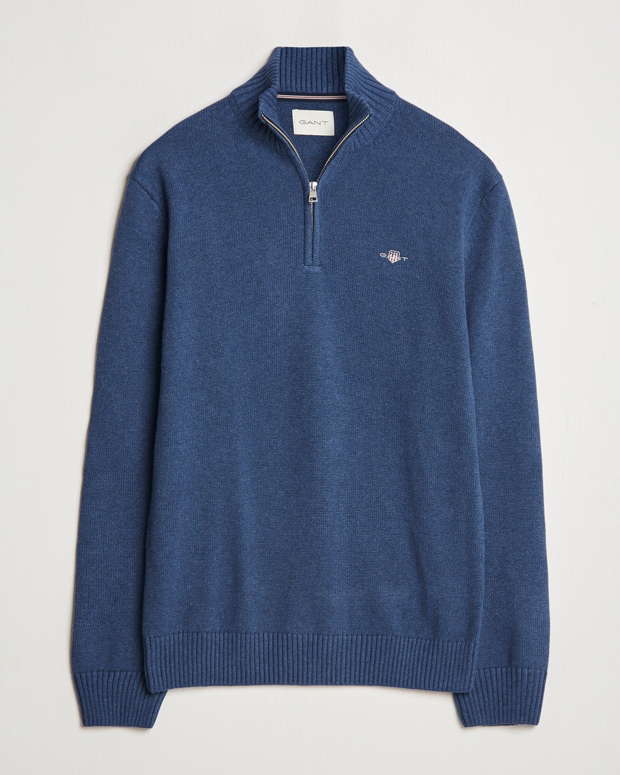 GANT Casual Cotton Half Zip Dark Jeans Blue Melange – Azul