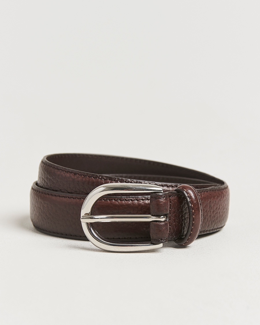 Loake Shoemakers Harry Grained Leather Belt Dark Brown – Marrón