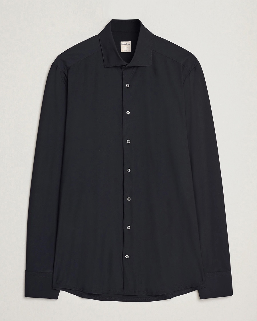 Stenströms Slimline Stretch Jersey Shirt Black – Negro
