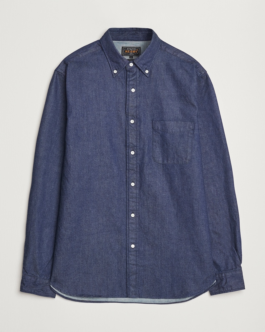 BEAMS PLUS Denim Button Down Shirt Dark Indigo – Azul