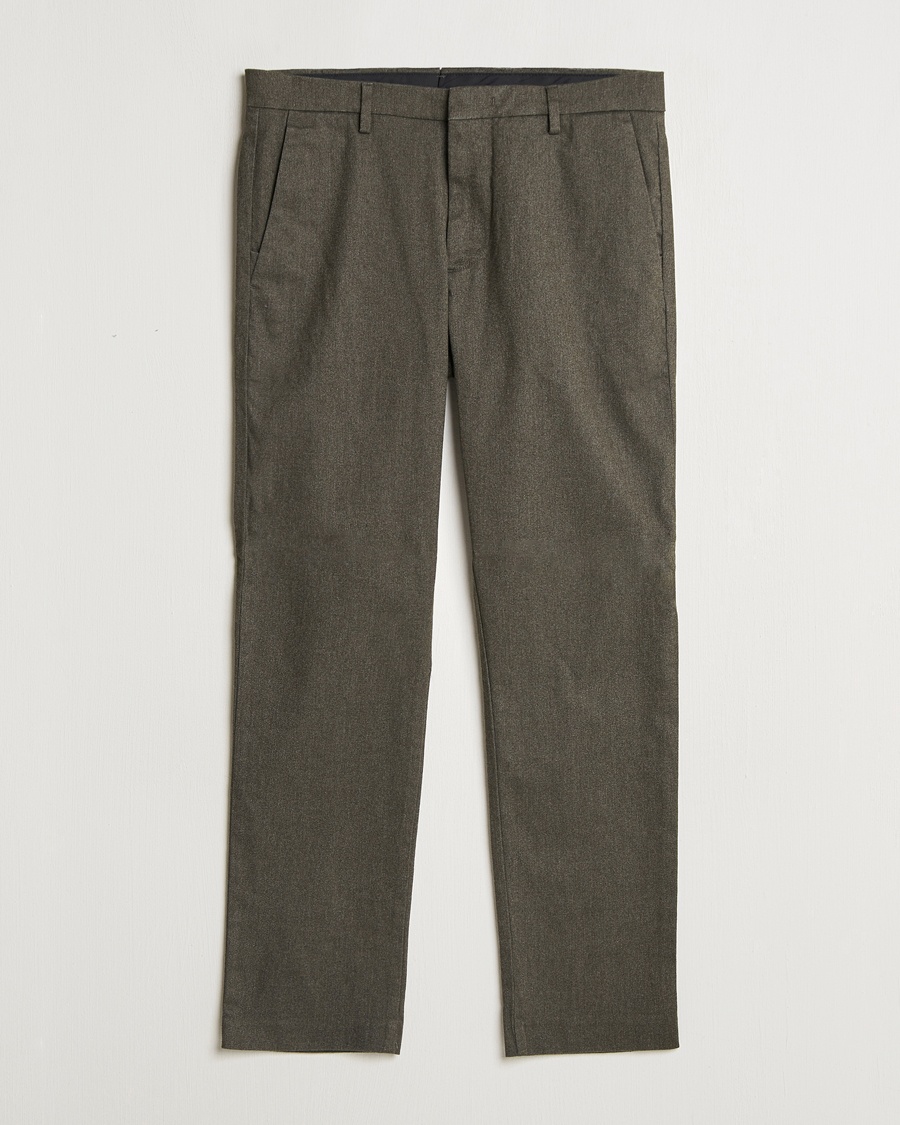 NN07 Theo Brushed Cotton Trousers Dark Army – Verde