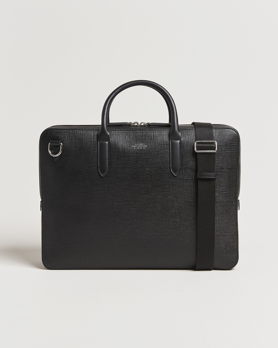Smythson Panama Large Lightweight Briefcase Black – Negro
