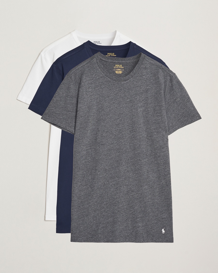 Polo Ralph Lauren 3-Pack Crew Neck T-Shirt Navy/Grey/White – Azul