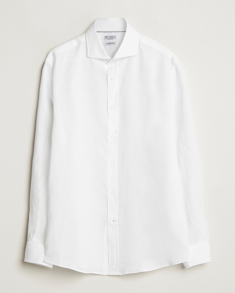 Brunello Cucinelli Easy Fit Linen Shirt White – Blanco