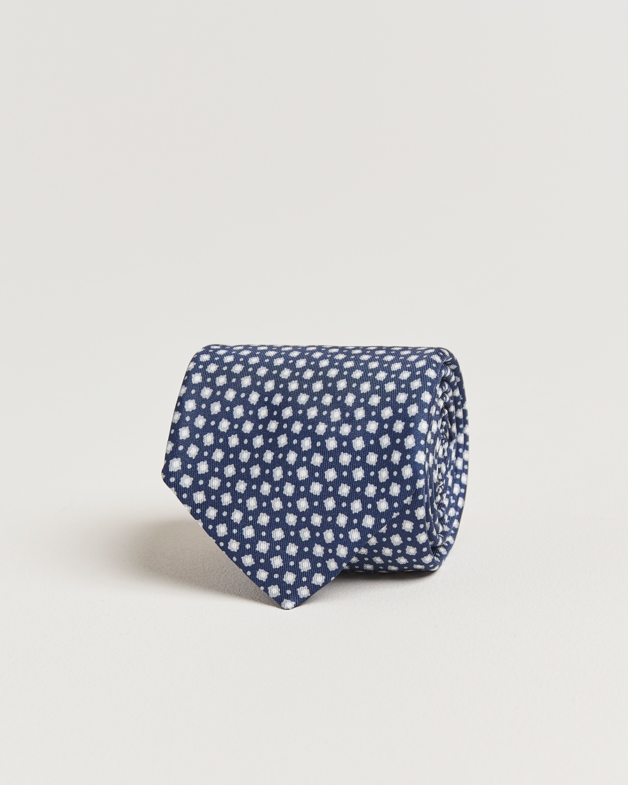 Stenströms Printed Silk Tie 7,5cm Blue – Azul