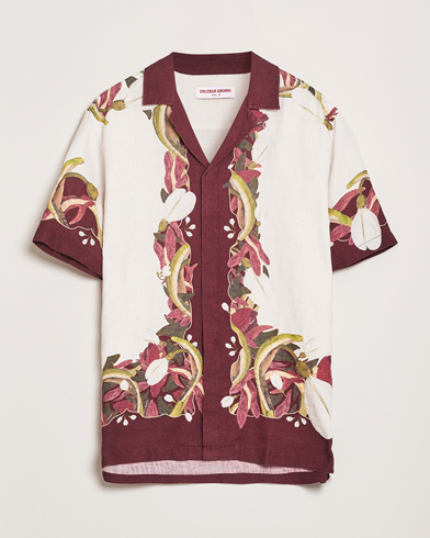 Orlebar Brown Maitan Orchis Short Sleeve Linen Shirt Damson – Blanco
