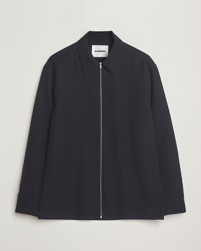 Jil Sander Wool Zip Overshirt Navy – Azul