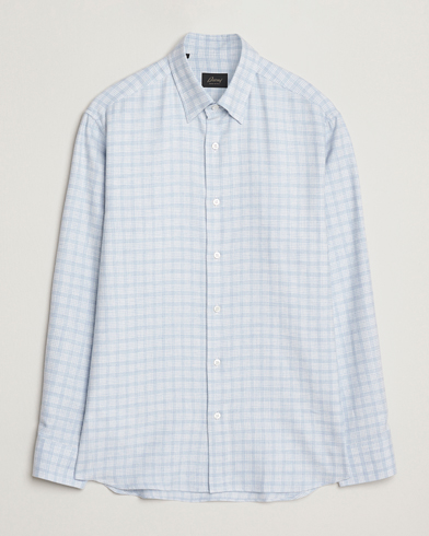 Brioni Check Flannel Shirt Light Blue – Azul