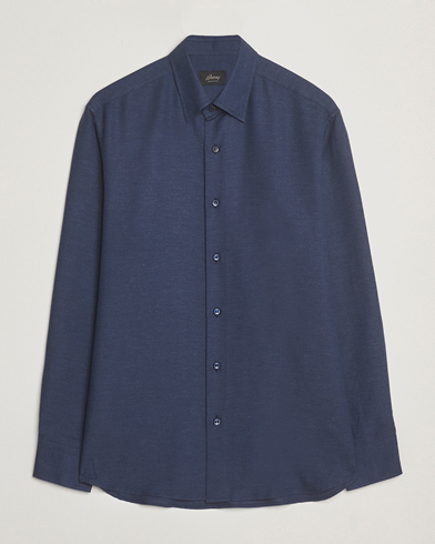 Brioni Cotton/Cashmere Flannel Shirt Navy – Azul
