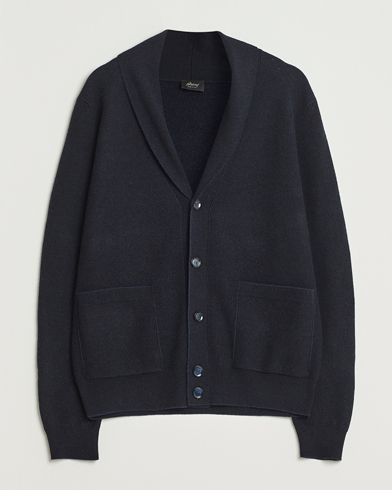 Brioni Wool/Cashmere Rib Cardigan Navy – Azul