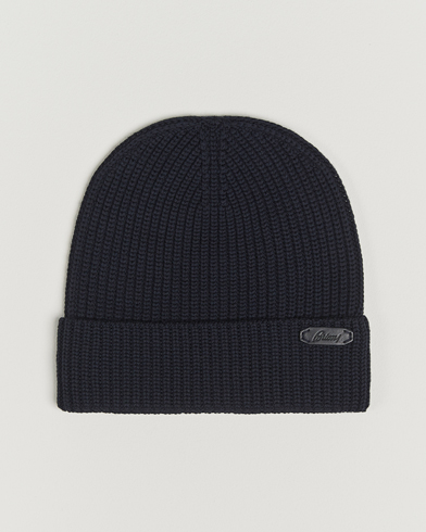 Brioni Rib Wool Beanie Navy – Azul