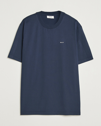 NN07 Abel Logo Crew Neck T-Shirt Navy – Azul