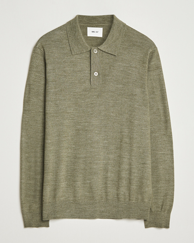 NN07 Serge Wool Knitted Polo Capers Green – Verde