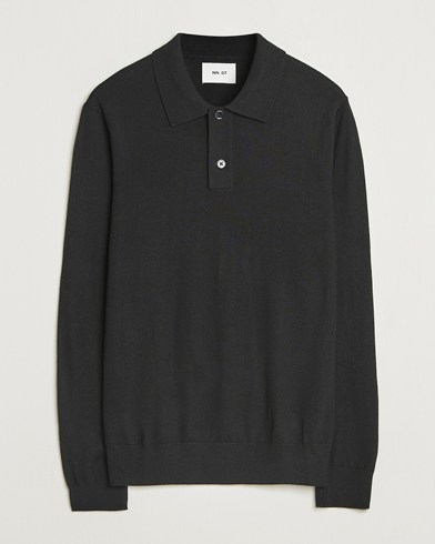 NN07 Serge Wool Knitted Polo Black – Negro