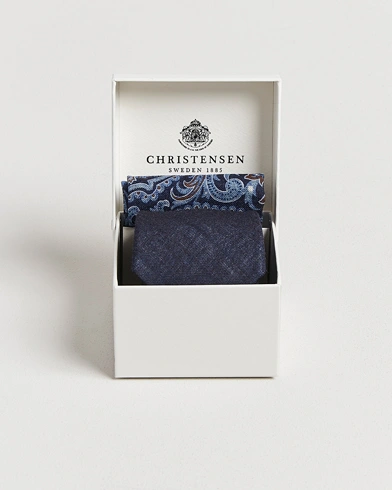 Amanda Christensen Box Set Wool 8 cm Tie And Pocket Square Navy – Azul