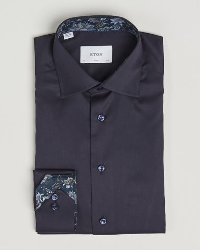 Eton Slim Fit Signature Twill Contrast Shirt Navy – Azul