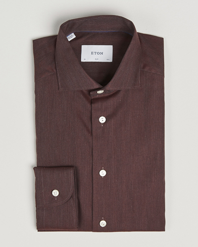 Eton Slim Fit Wrinkle Free Flannel Shirt Dark Red – Rojo
