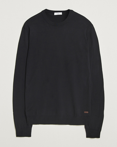 Eton Merino Knitted Crew Neck Black – Negro