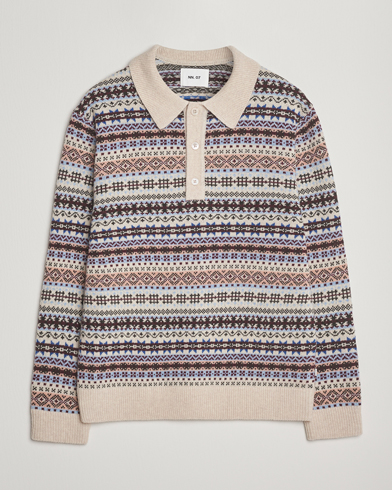 NN07 Robbie Fairisle Knitted Polo Multi – Blanco