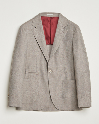 Brunello Cucinelli Single Breasted Wool/Cashmere Twill Blazer Beige – Beige