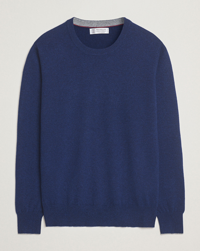 Brunello Cucinelli 2 Ply Cashmere Pullover Dark Blue – Azul
