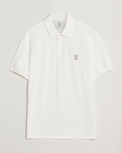 Brunello Cucinelli Short Sleeve Logo Polo Off White – Blanco