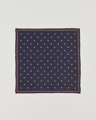 Brunello Cucinelli Printed Silk Pocket Square Navy – Azul