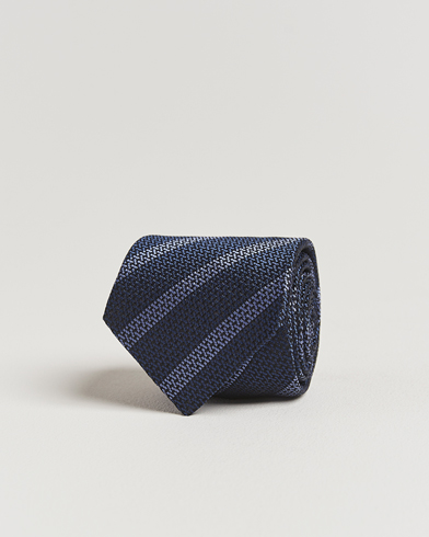 Brunello Cucinelli Regimental Stripe Silk Tie Navy – Azul