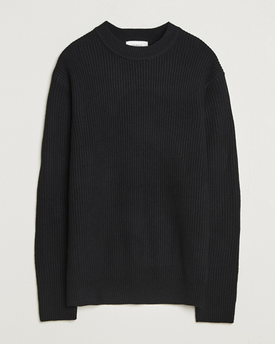 LES DEUX Eddie Wool Rib Crewneck Black – Negro