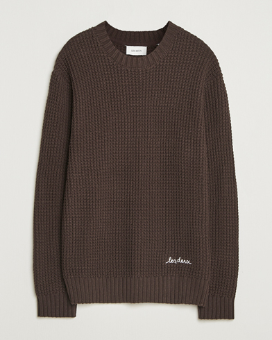 LES DEUX Alvin Cotton Waffle Crewneck Delicioso – Marrón