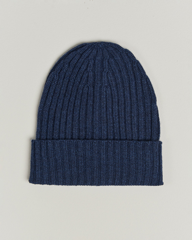 Piacenza Cashmere Ribbed Cashmere Beanie Dark Blue – Azul