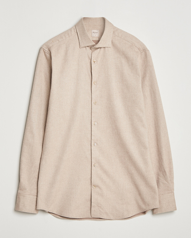 Stenströms Regular Fit Cut Away Flannel Shirt Beige – Beige