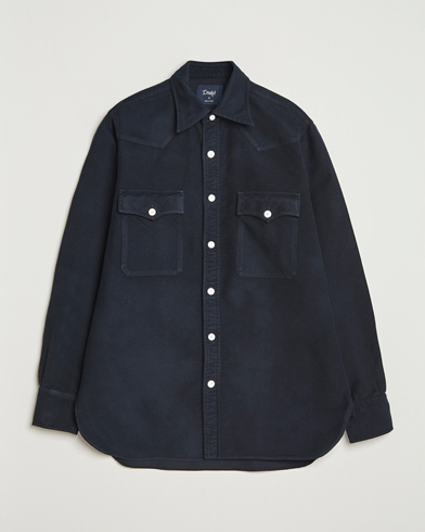 Drake's Moleskine Western Shirt Navy – Azul