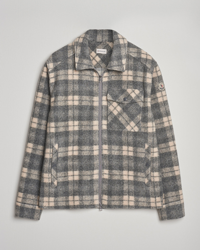 Moncler Wool Zip Overshirt Grey Check – Gris