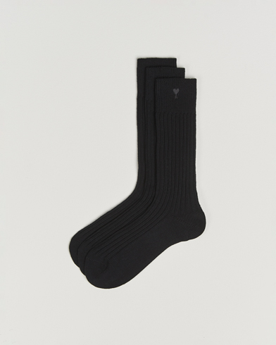 AMI 3-Pack Heart Logo Cotton Socks Black – Negro