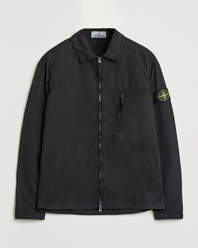 Stone Island Garment Dyed Supima Cotton Zip Overshirt Black – Negro