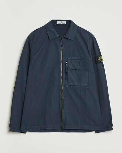 Stone Island Garment Dyed Organic Cotton Zip Overshirt Navy – Azul
