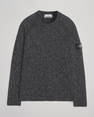 Stone Island Reflective Cotton Knit Crew Neck Black Melange – Negro
